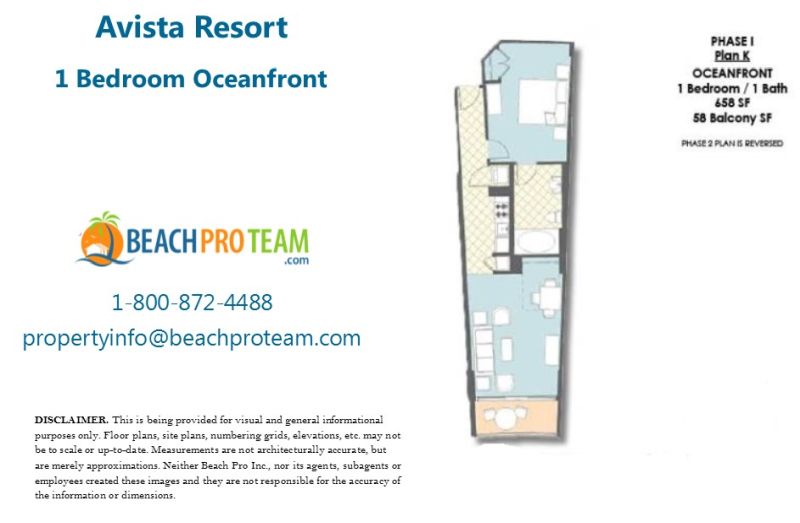 Avista Resort Floor Plan K - 1 Bedroom Oceanfront